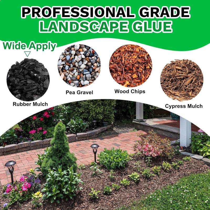 Teexpert Rock Glue for Landscaping, Mulch Glue 32.1OZ, Pea Gravel Binder Stabilizer, Bond Lock Rubber Mulch Anchor, Strong Rock Lock, Safe Landscape Lock for Lawn, Patio, Garden Border - Image 4